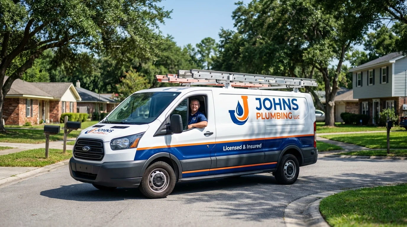Johns Plumbing LLC service van in Carolina Beach, NC