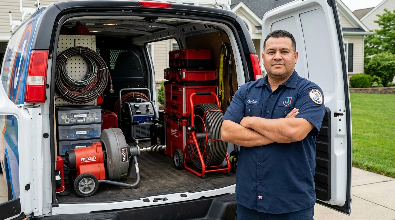 Professional drain cleaning equipment and Johns Plumbing LLC plumber in Carolina Beach