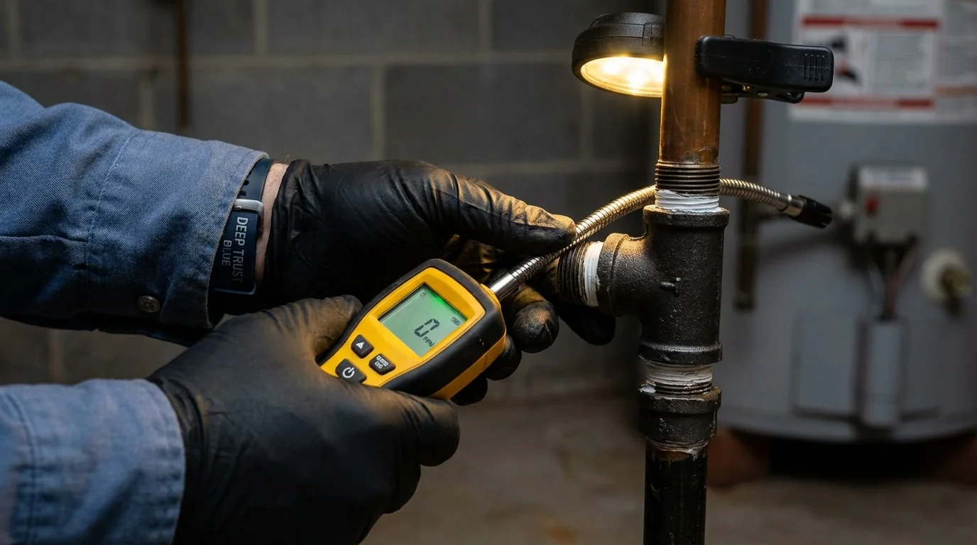 Gas leak detection with electronic sniffer by Johns Plumbing LLC in Carolina Beach