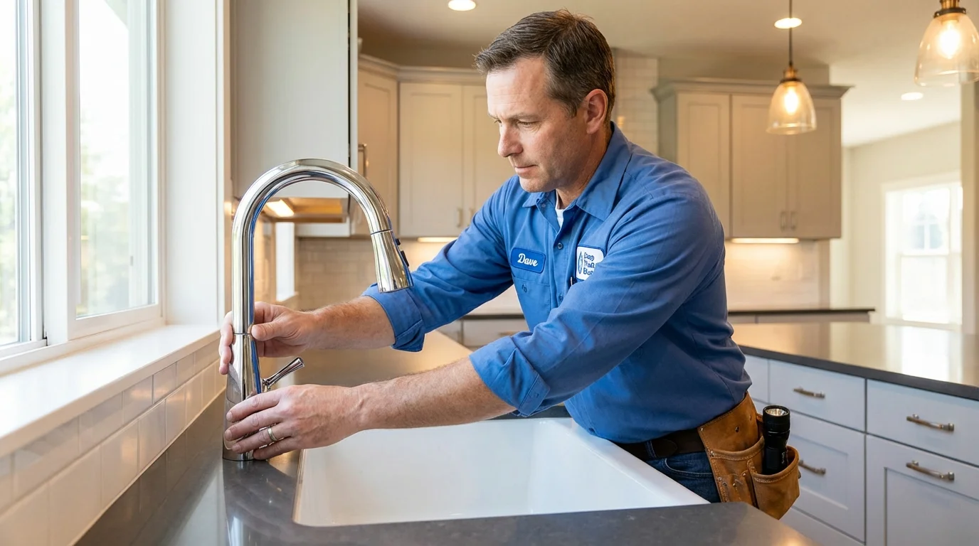 Kitchen faucet installation by Johns Plumbing LLC in Carolina Beach