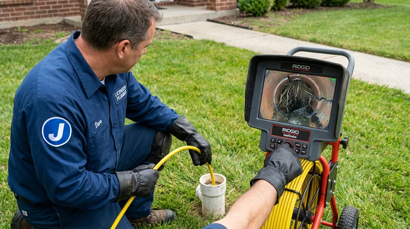 Sewer camera inspection being performed by Johns Plumbing LLC in Carolina Beach