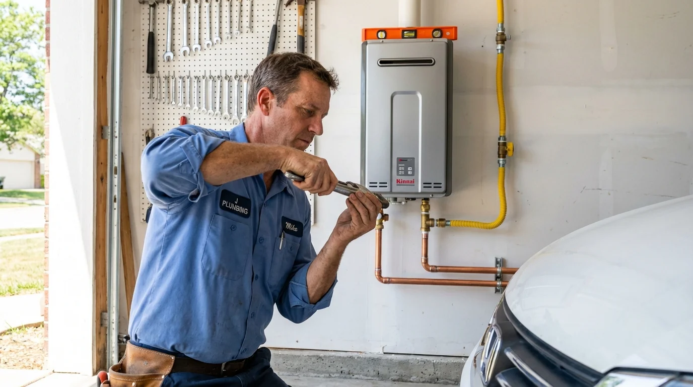 Tankless water heater installation by a Johns Plumbing LLC plumber in Carolina Beach