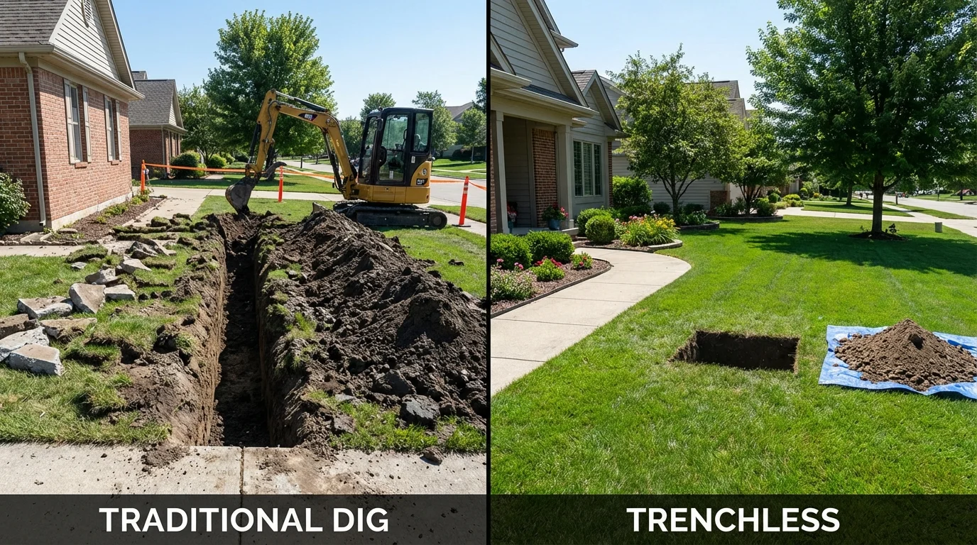 Trenchless sewer repair with minimal yard damage versus traditional excavation in Carolina Beach, NC